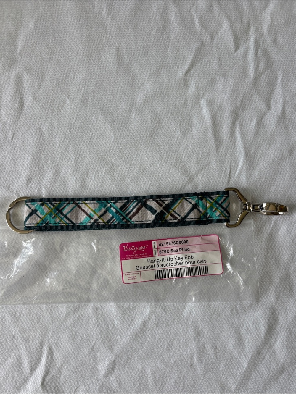 thirty-one Sea Plaid Hang-It-Up Key Fob- NWT